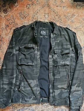 Express Men's Camo Field Jacket - Black/Charcoal/Green